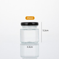 Botol Kaca Kecil Ukuran Penuh dengan Tutup, Wadah Penyimpanan Kaca Bentuk Heksagonal untuk Teh, Madu, Acar, Rempah, Selai, Jelly
