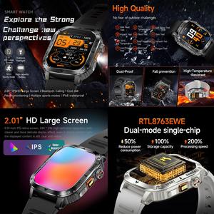 Montre intelligente de sport en plein air AK80, bracelet en silicone et en acier en <span class=keywords><strong>option</strong></span>, étanche IP68, suivi des données de santé toute la journée, montre intelligente Bluetooth - Product Image 6