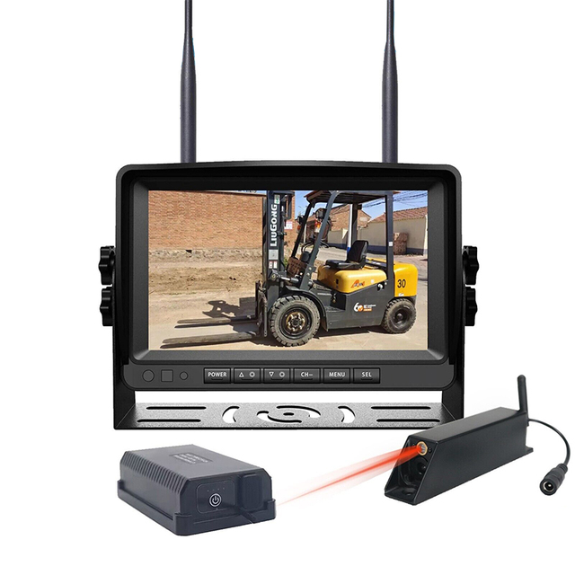 7 Inch AHD HD IPS Wireless Backup Camera System for Forklift IP68 Waterproof Digital Rear View Kit With Laser