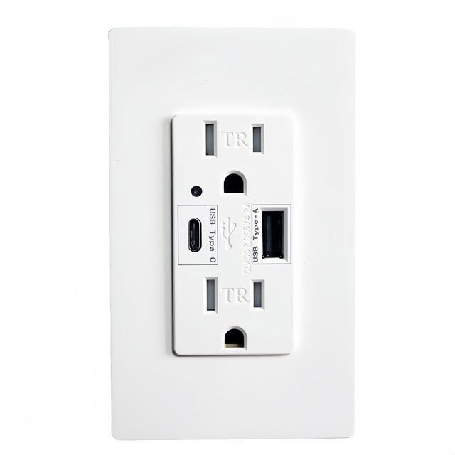 USB Charger Wall Outlet Receptacle With Type a & Type C USB Ports 4.2A Quick Fast Charge Socket with Usb Port