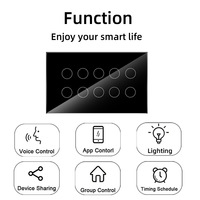 Interrupteur intelligent WiFi Tuya Comans de haute qualité, exportateur, sans fil neutre, bouton tactile, panneau en verre, pour commande vocale et application domestique