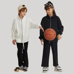 Vêtements pour enfants AU |   <span class=keywords><strong>Cardigan</strong></span> en coton éponge à col montant et fermeture éclair pour garçons et filles, style coréen décontracté, idéal printemps-automne - Product Image 3