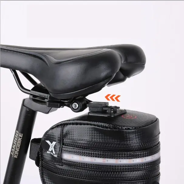 Meeko Multifunctional WaterproofBicycle Tail Bag Black Universal Electric Saddle Bag Bike Seat Packs With Warning Light