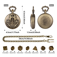 Dadu RPG Set in Dragon Pocket Watch Case - 7-Piece Mini Metal Dice untuk permainan Tabletop, Gamer pesta nikmat, hadiah unik