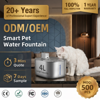 Fontaine à eau intelligente pour animaux de compagnie en acier inoxydable 4L, étanche, batterie au lithium, fonctionnement sans fil 35 jours, certifiée CE FCC RoHS pour chats