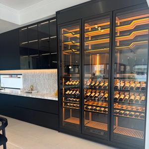 High Quality Commercial Stainless Steel Wine Cabinet Cooler Gold Color Modern Design Chinese Factory for Home Dining Hotel Use - Product Image 1