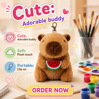 HUGMEI Peluche en forme de personnage de dessin animé assis marron, jouet en peluche, accessoires doux pour cadeau et décoration de sac