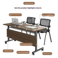 Table de formation mobile pliable en bois, directement de l'usine, pour 2 personnes, en forme de barre, avec roulettes, pour salle de classe et salle de réunion