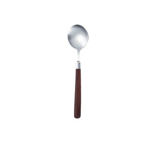 Stainless Steel Spoon With Imitation Walnut Wood Handle Round Spoon For Household Restaurant Use Durable Solid Color Design - Product Image 5