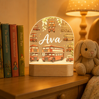 Lampe de nuit LED en bois pour enfants, motif personnalisé imprimé UV, design minimaliste, lampe USB intelligente, décoration de chambre d'enfant, cadeau