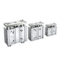 Cylindre pneumatique compact à double effet à trois tiges et trois axes en alliage d'aluminium MGPM pour ligne d'assemblage automatisée
