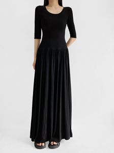 Abito lungo casual da donna a tinta unita, elegante, a trapezio, slim fit, con scollo a U e <span class=keywords><strong>mezza</strong></span> <span class=keywords><strong>manica</strong></span>, in jersey, per primavera/estate - Product Image 3
