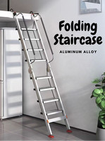 Échelle pliable multifonctionnelle en alliage d'aluminium pour la maison, la piscine, le grenier, l'escalator en métal avec mains courantes pour la salle de sport.