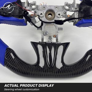 Volant de direction en cuir perforé bleu personnalisé pour voiture de sport, avec LED et <span class=keywords><strong>fibre</strong></span> de carbone, garantie 5 ans pour Infiniti - Product Image 3