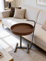 Mesa de Centro de Cuero Estilo Saddle, Diseño Italiano Moderno, Estructura Metálica, Mesa Auxiliar para Dormitorio, Mueble de Sala de Estar, Estilo Minimalista