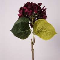 Hochwertige 20cm Durchmesser Echte Haptik Hortensien Blumen Herbst Vintage Dunkelrot Künstliche Blumen für Hochzeit Heimdekoration