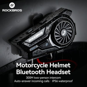 Auriculares Inalámbricos para Motocicleta ROCKBROS con Micrófono, Batería de Larga Duración (1000 mAh), <span class=keywords><strong>Intercomunicador</strong></span> para Dos Personas, Resistente al Agua y al Polvo IP56, 300 m - Product Image 1