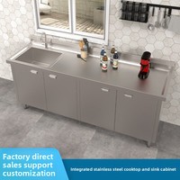 Ensemble d'évier de cuisine sur mesure pour l'usine. Évier de cuisine extérieur en acier inoxydable avec vasque intégrée et plan de travail sur mesure 216 304