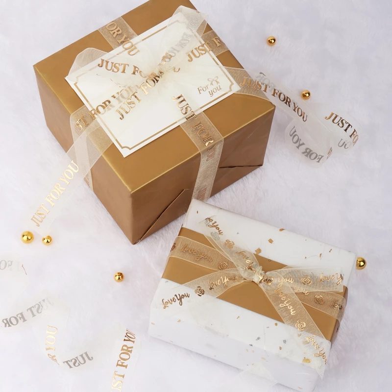 Valentines Ribbon ChiffonJust for You for Wedding Event Party Baking Bouquet Bow Card Gifts Box Packaging Decoration