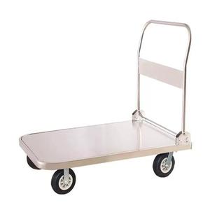 Chariot à plat pliable en acier inoxydable 201 chariot de livraison poussé à la main avec taille personnalisable et roues pour hôtels restaurants - Product Image 6