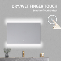Cermin pintar LED, besar, mewah, desain Modern persegi panjang dengan layar sentuh dan fitur lampu latar, dekorasi dinding, cermin kamar mandi
