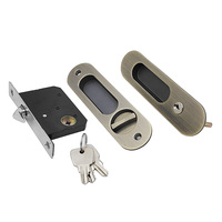 Serrure de porte en bois moderne en nickel satiné et laiton antique, invisible, encastrée, en alliage de zinc, ambidextre, pour portes coulissantes de salle de bain d'hôtel
