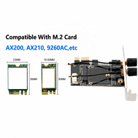 Adaptateur convertisseur sans fil M.2 vers PCI Express avec 2 antennes 6DBi pour carte WiFi NGFF M.2 AX210 AX200