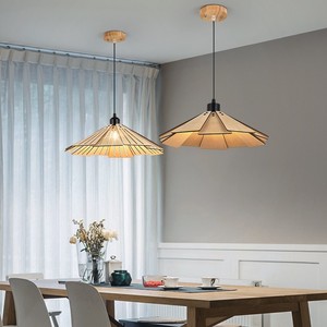 โคมไฟแขวนไม้สไตล์จีน LED E26 ทรงกลมหัวเดียว สำหรับร้านอาหาร เกสต์เฮาส์ ห้องนอน ห้องอ่านหนังสือ ห้องน้ำชา เคาน์เตอร์บาร์ - Product Image 1