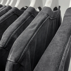 เสื้อยืดผ้าฝ้ายฟอก100% ซักด้วยแร่เสื้อยืดแขนยาวสีดำพิมพ์ลายโลโก้ตามสั่งลายกราฟิกเฮฟวี่เวท - Product Image 4