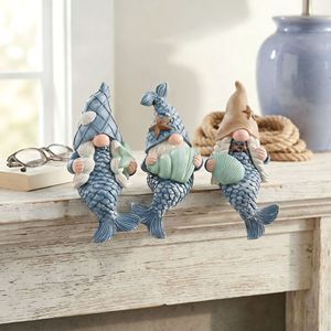 Resin Mermaid Gnome Figurine Coastal Ocean Element Dwarf Statue <b>Summer</b> Beach Home <b>Decor</b> Ornament - Product Image 4