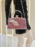 Sacs de soirée pour femmes, pochettes scintillantes en cristal, sacs à main de luxe en diamant, sacs à main vintage en strass, sacs à main en forme de paon pour mariage et fête