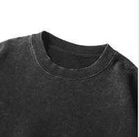 Sweat-shirt col rond en coton épais 350G, délavé, coupe oversize, épaules tombantes, style vintage, en tissu éponge, décontracté, uni, hiver