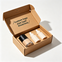 Boîte d'emballage cosmétique en kraft uni, logo personnalisé, taille imprimée, boîte d'expédition en carton ondulé, vente en gros