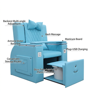 Fauteuil de pédicure professionnel sans plomberie, portable, avec bain de pieds escamotable et lumière LED, fauteuil de massage inclinable - Product Image 4