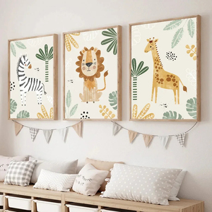 Affiches décoratives murales pour chambre d'enfant, animaux de la <span class=keywords><strong>jungle</strong></span>, lion, décoration intérieure de la chambre d'enfant, affiche en toile pour bébé, décoration murale, décoration de la maison - Product Image 1