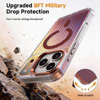 Étui de luxe ondulé à dégradé laser compatible avec iPhone 18 17 Pro Max, coque magnétique en métal pour objectif d'appareil photo