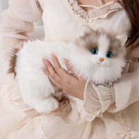 Sac bandoulière réaliste en peluche en forme de chat, sac à main artisanal en forme de chat réaliste pour femme, design tête inclinée, sac à bandoulière animal simulé