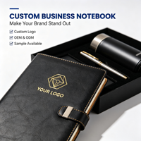 Ensemble cadeau de carnet d'affaires en PU gris avec logo personnalisé, fermeture magnétique, journal pour cadeau d'entreprise, vente en gros
