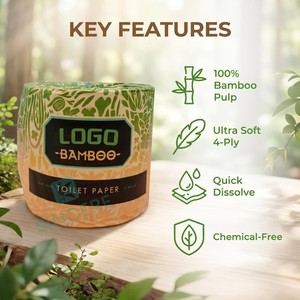 <span class=keywords><strong>Papier</strong></span> <span class=keywords><strong>toilette</strong></span> jetable gaufré 5 plis personnalisé, en pulpe de bambou, écologique, rouleau standard, marque OEM/SINCRER, Shandong - Product Image 1