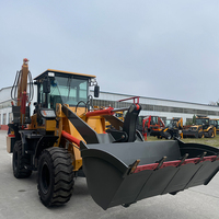 Gratis pengiriman Front End Loader Mini Track Excavator 4x4 roda belakang Hoe Skid Steer Loader dengan Backhoe Bucket