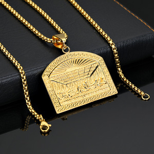 Pendentif Hip Hop à la mode en acier inoxydable plaqué or 18 carats Bijoux religieux Pendentif du dernier souper Jésus - Product Image 3