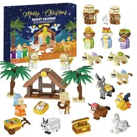 Calendrier de l'Avent de Noël DIY : Boîte Cadeau en Plastique avec Briques de Construction de la Nativité de Jésus, Jouets, Calendrier de Compte à Rebours de 24 Jours, Décoration de Noël pour la Maison