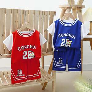 Vêtements de sport d'été T-shirts respirants Shorts Tenues de <span class=keywords><strong>basket</strong></span>-ball deux pièces Ensembles de vêtements pour bébés Garçons Vêtements pour enfants Vente en gros - Product Image 4