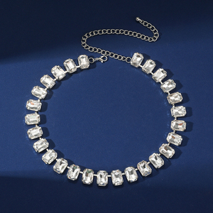 Perhiasan Fashion Grosir Kalung Kristal Geometris Persegi yang Mewah untuk Pesta Pernikahan dan Pengantin - Product Image 4