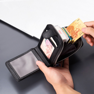 Ví Da Bò Nam Thông Thường Ví RFID Billeteras Hombre Zipper Coin Pocket Ví Đựng Thẻ Tín Dụng Ví Da Nam - Product Image 3