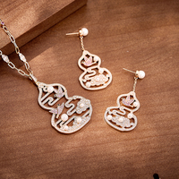 Oiseau Perle Gourde Long Collier Boucles D'oreilles Deux Pièces Ensemble Rétro Magnifique Sexy Femmes Porter En Laiton Zircone pour Un Usage Quotidien