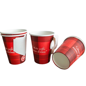 Gobelets à café en papier jetables personnalisés OEM de 8 oz avec poignée - Product Image 4