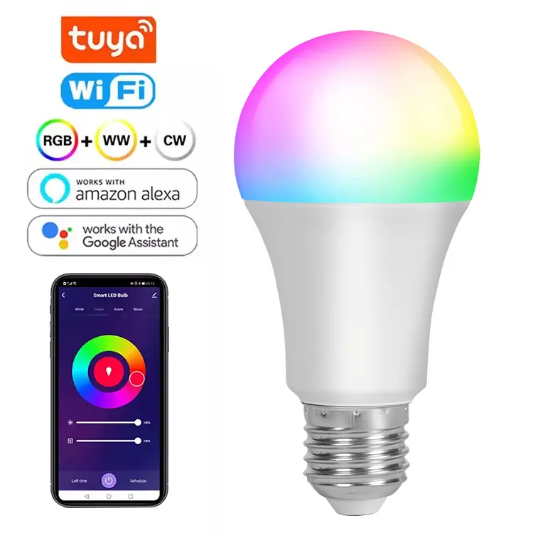 Smart System Home Lighting Wireless Voice Control RGBW E27 7w Tuya Wifi Led Light Smart Bulb With Alexa