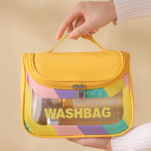 Bolsa de Aseo Transparente de PVC Rosa con Cierre y Gancho para Colgar, Personalizable con Logotipo - Product Image 6