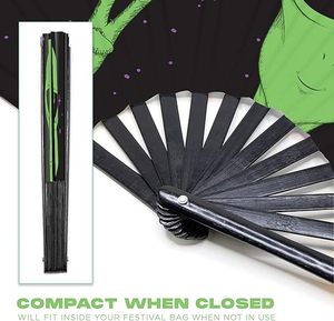 Customized Personalized 13 Inch Kungfu Fan UV Glow Big Clack <b>Disco</b> Folding Fan for Rave - Product Image 5
